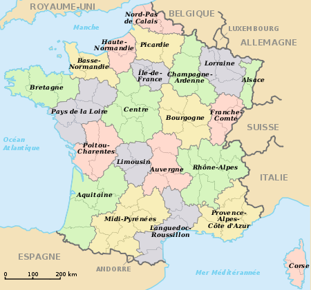 Carte des régions de France